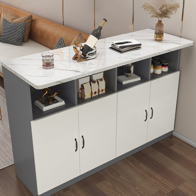 Modern Bistro Bar Table Rectangle Wooden Bar Table with Storage