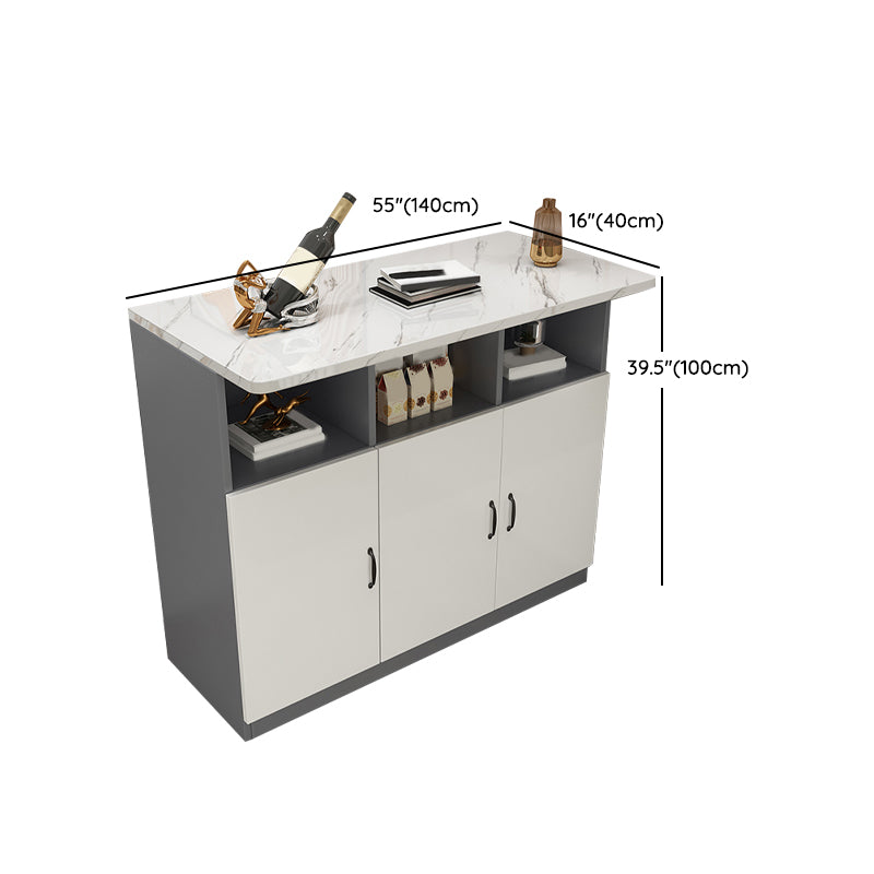 Modern Bistro Bar Table Rectangle Wooden Bar Table with Storage