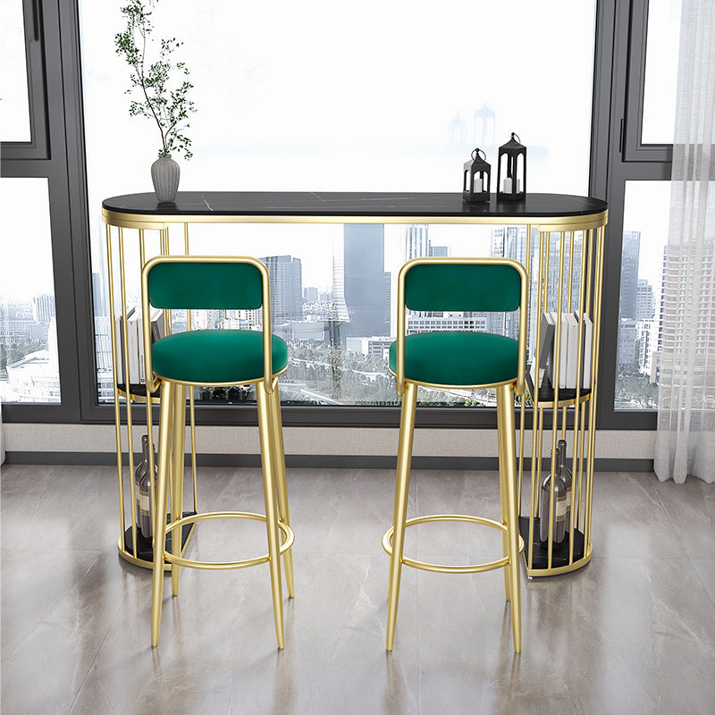 Modern Style Bar Table Oval Stone Storage Bar Table for Living Room