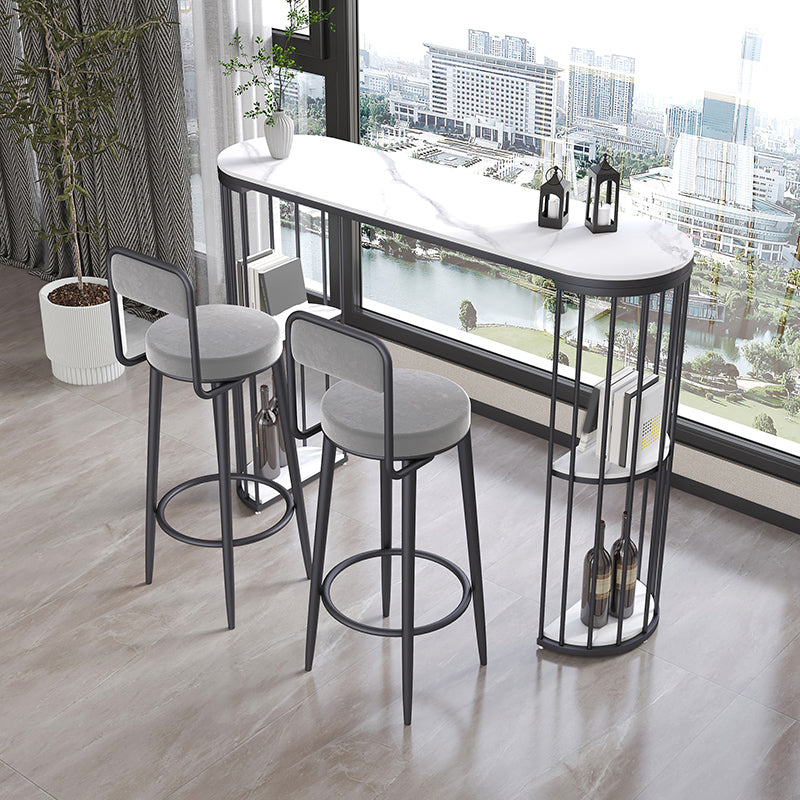 Modern Style Bar Table Oval Stone Storage Bar Table for Living Room