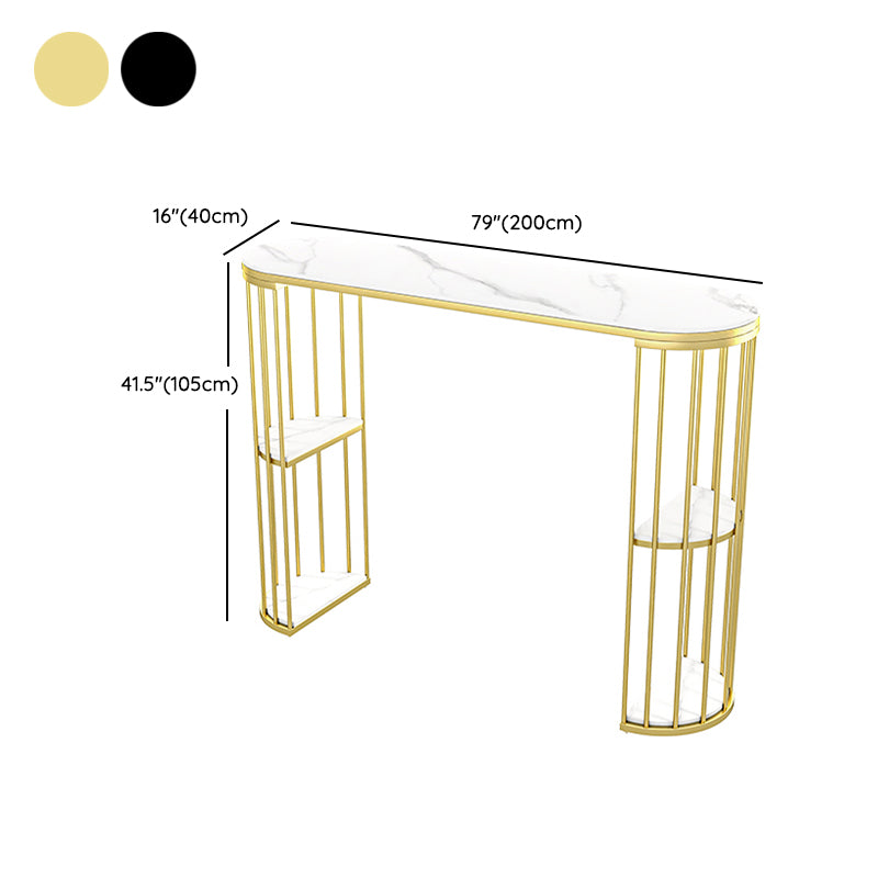 Modern Style Bar Table Oval Stone Storage Bar Table for Living Room