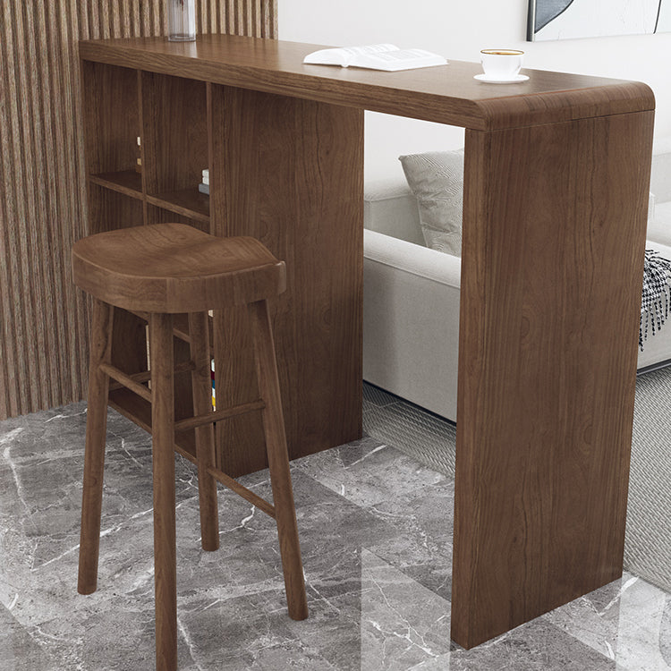 Modern Style Bar Table Rectangle Solid Wood Bar Table for Living Room