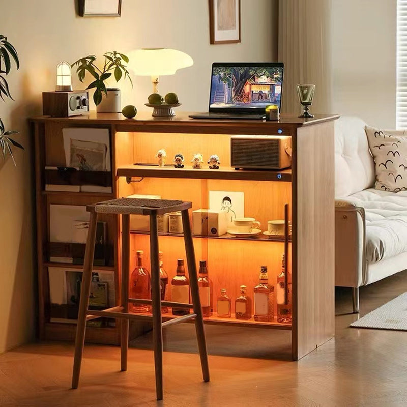 Modern Style Bar Table Rectangle Storage Wood Bar Table for Living Room