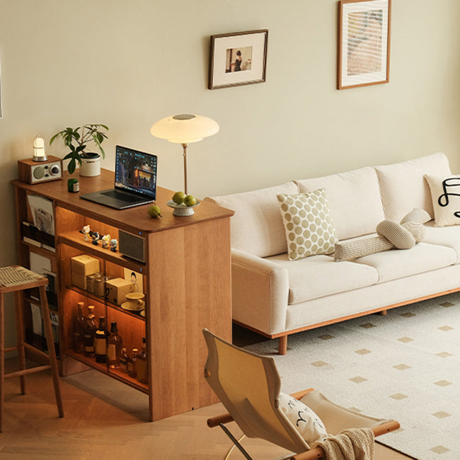 Modern Style Bar Table Rectangle Storage Wood Bar Table for Living Room