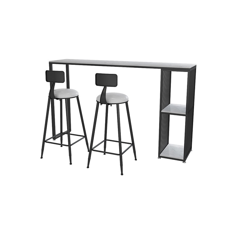 Modern Bar Bistro Set 1/2/3 Pieces Stone Rectangle Bar table with Upholstered Stools