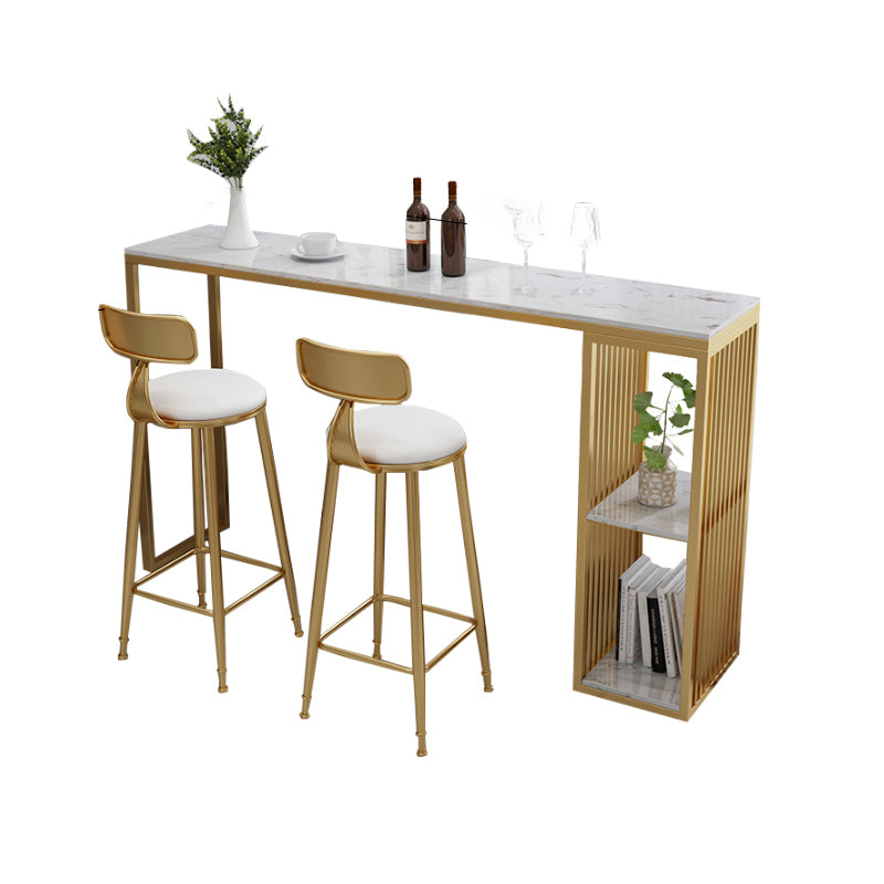 Modern Bar Bistro Set 1/2/3 Pieces Stone Rectangle Bar table with Upholstered Stools