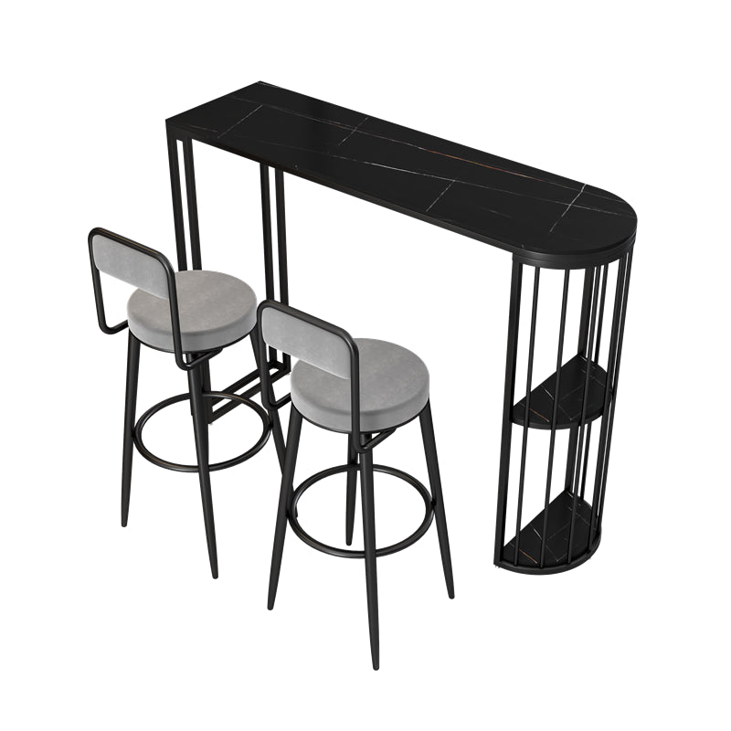 Modern Bar Table Set 1/2/3 Pieces Stone Bar table with Upholstered Stools