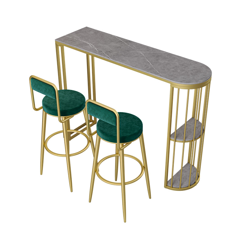 Modern Bar Table Set 1/2/3 Pieces Stone Bar table with Upholstered Stools