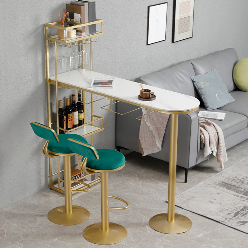 Contemporary Style Pub Set 1/3 Pieces Stone Pub Dining Set for Indoor