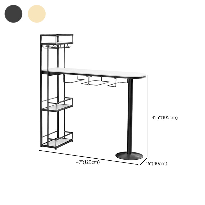 Contemporary Style Pub Set 1/3 Pieces Stone Pub Dining Set for Indoor