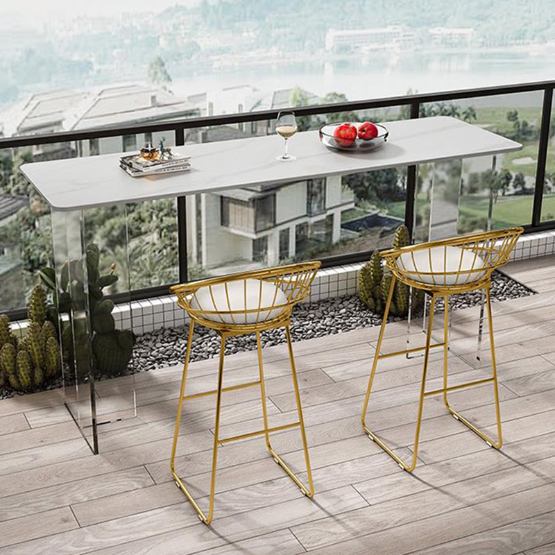 Modern Bar Table Set 1/2/3 Pieces Stone Rectangle Bistro Set for Indoor