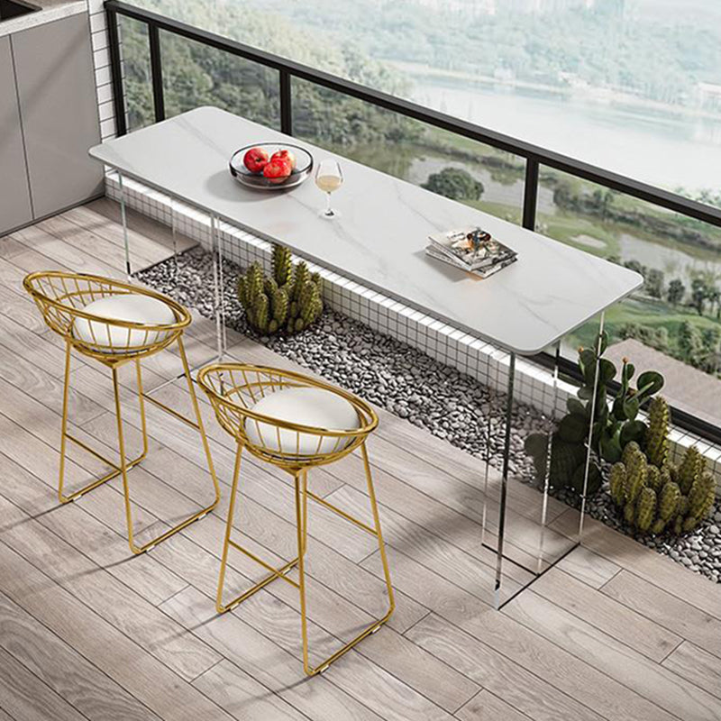 Modern Bar Table Set 1/2/3 Pieces Stone Rectangle Bistro Set for Indoor