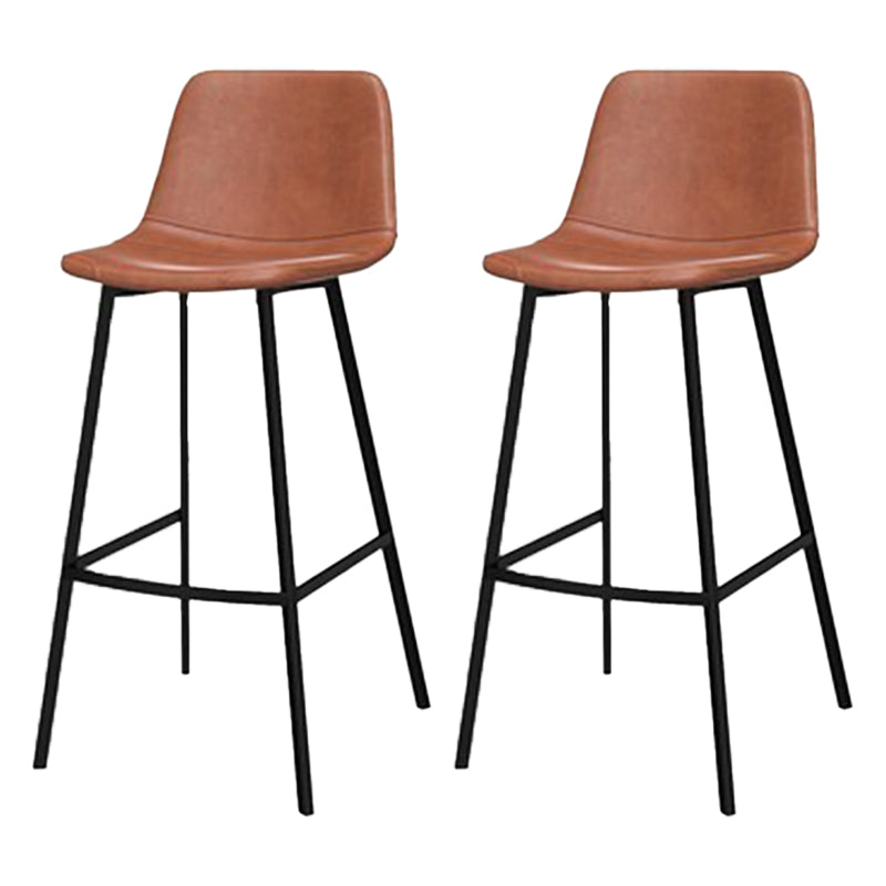 Faux Leather Bar Stool Bar Height Armless Stool with Black Base