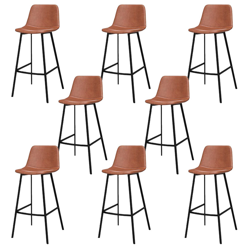 Faux Leather Bar Stool Bar Height Armless Stool with Black Base