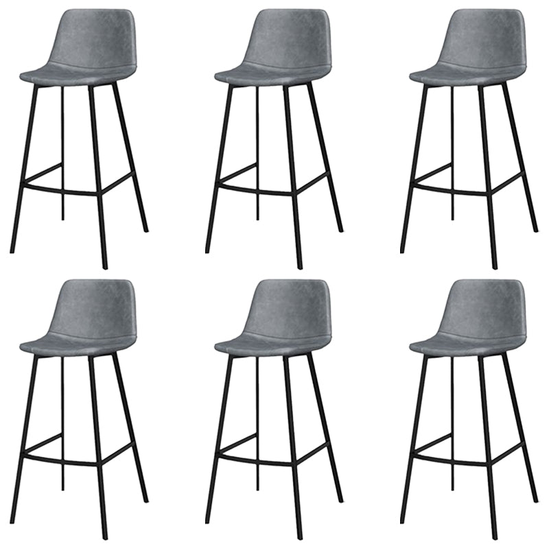 Faux Leather Bar Stool Bar Height Armless Stool with Black Base