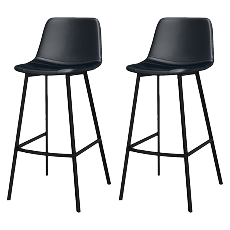 Faux Leather Bar Stool Bar Height Armless Stool with Black Base