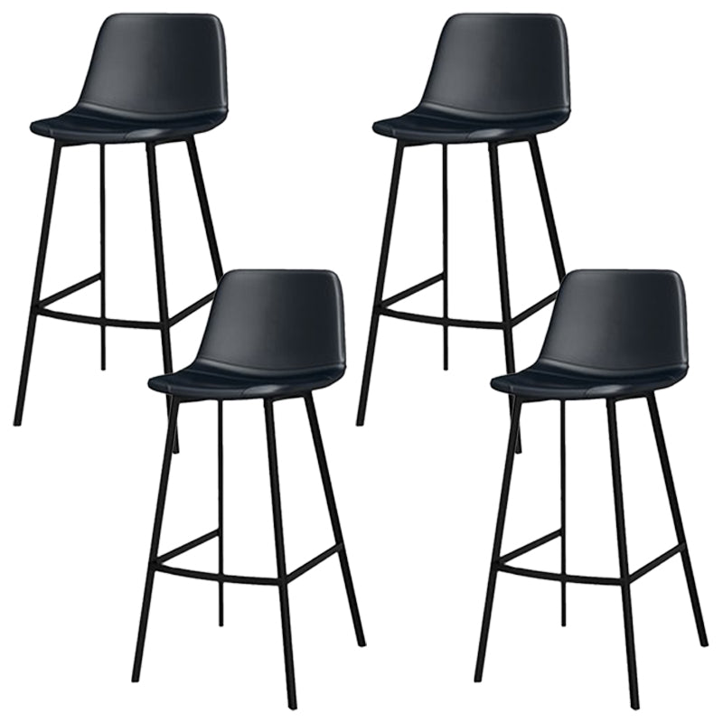 Faux Leather Bar Stool Bar Height Armless Stool with Black Base