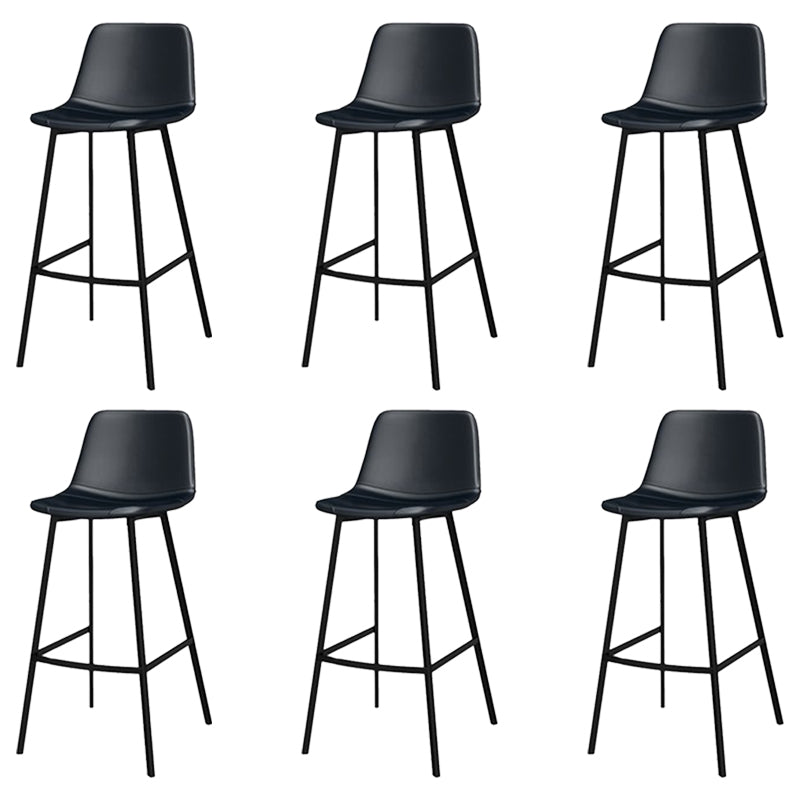 Faux Leather Bar Stool Bar Height Armless Stool with Black Base