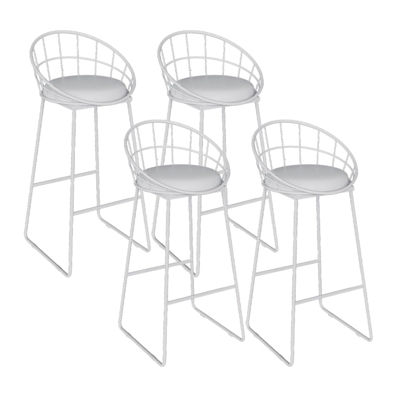 Contemporary Metal Dining Stools Low Back Bar Stools with Footrest