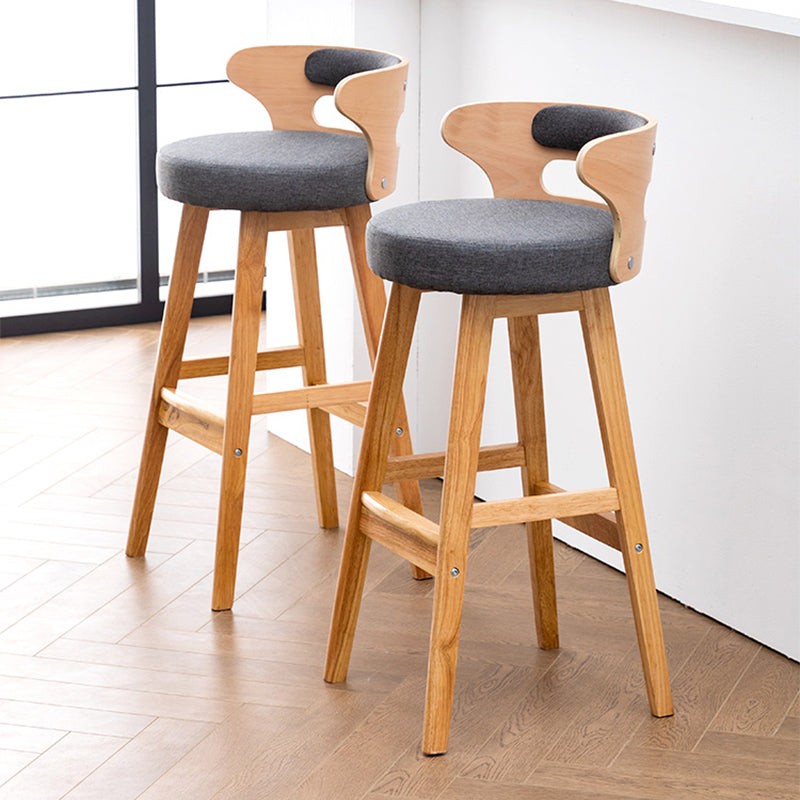 Solid Wood Bar Stools Industrial Style Armless Stool with Low Back