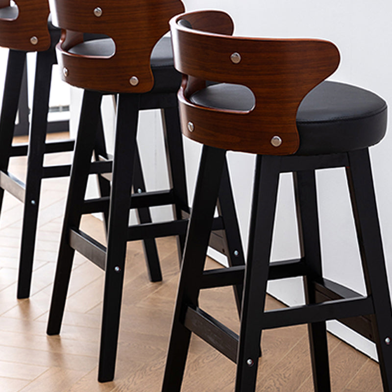 Solid Wood Bar Stools Industrial Style Armless Stool with Low Back