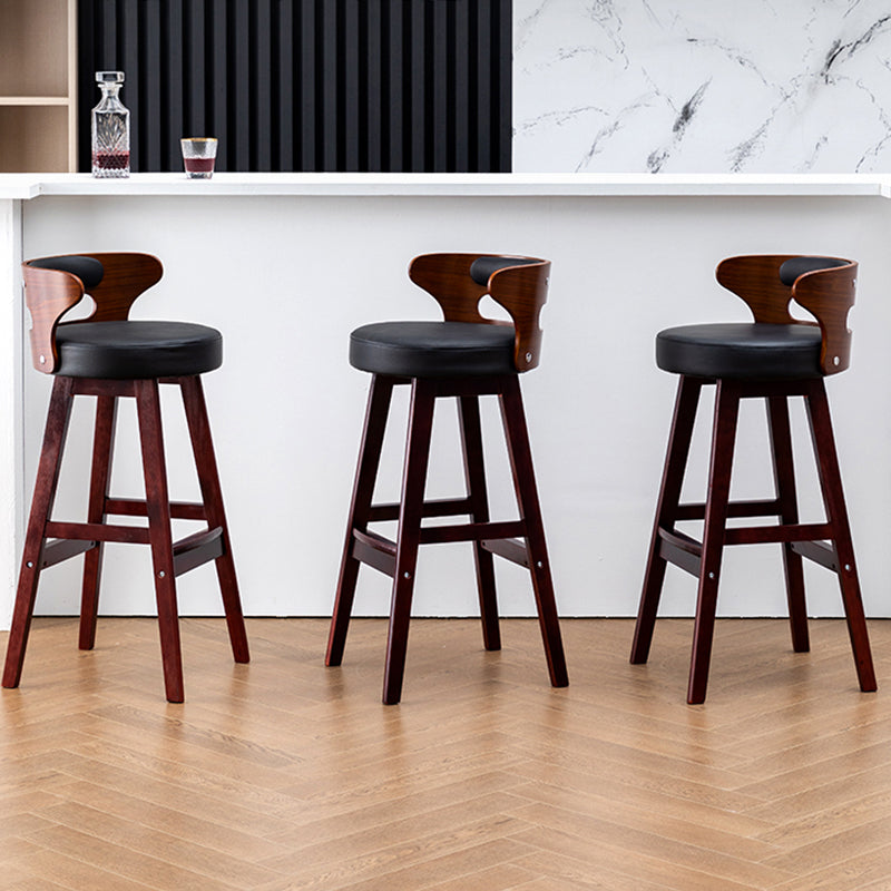 Solid Wood Bar Stools Industrial Style Armless Stool with Low Back