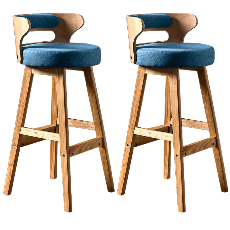 Solid Wood Bar Stools Industrial Style Armless Stool with Low Back