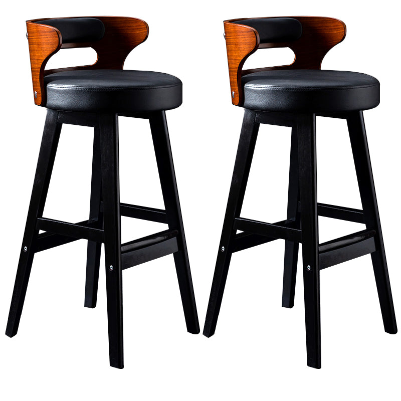 Solid Wood Bar Stools Industrial Style Armless Stool with Low Back
