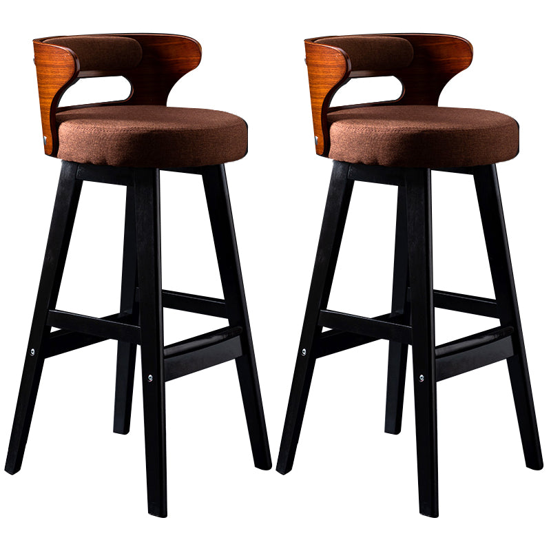 Solid Wood Bar Stools Industrial Style Armless Stool with Low Back