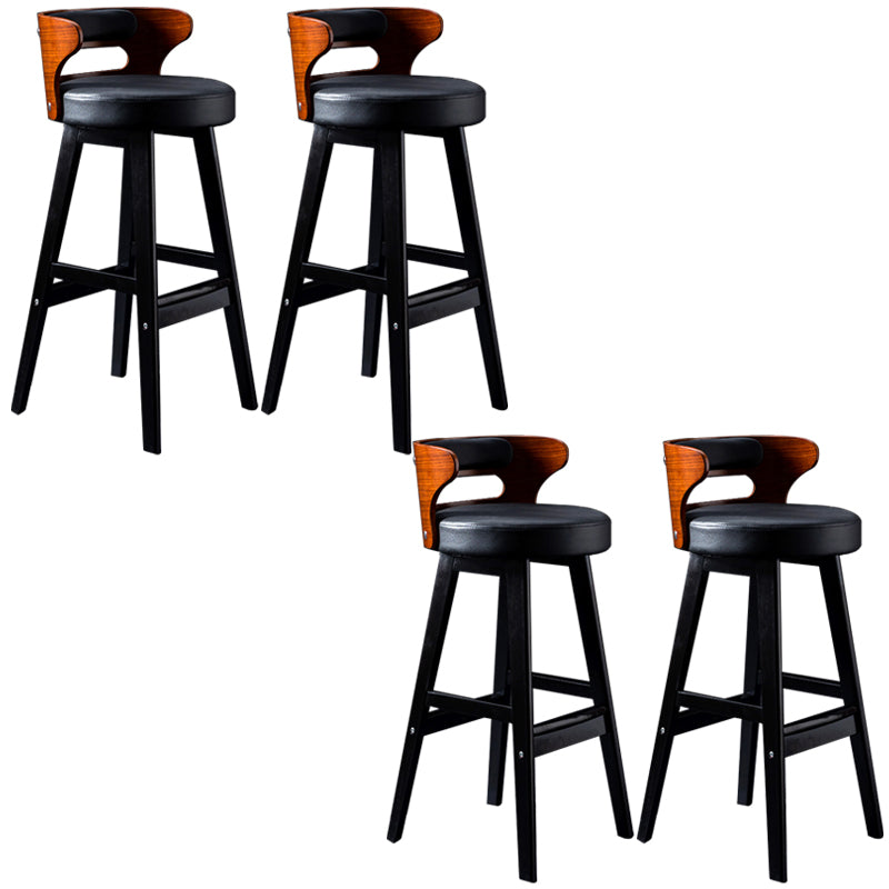 Solid Wood Bar Stools Industrial Style Armless Stool with Low Back