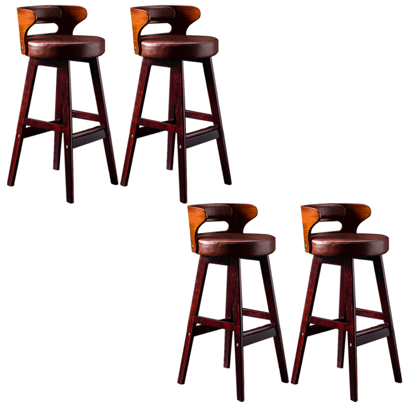 Solid Wood Bar Stools Industrial Style Armless Stool with Low Back
