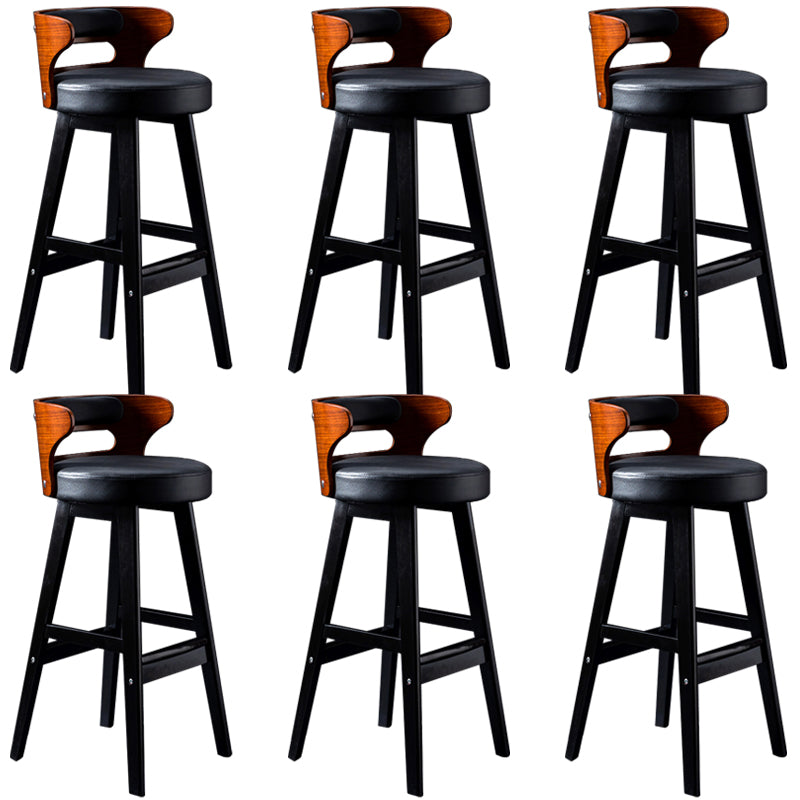 Solid Wood Bar Stools Industrial Style Armless Stool with Low Back