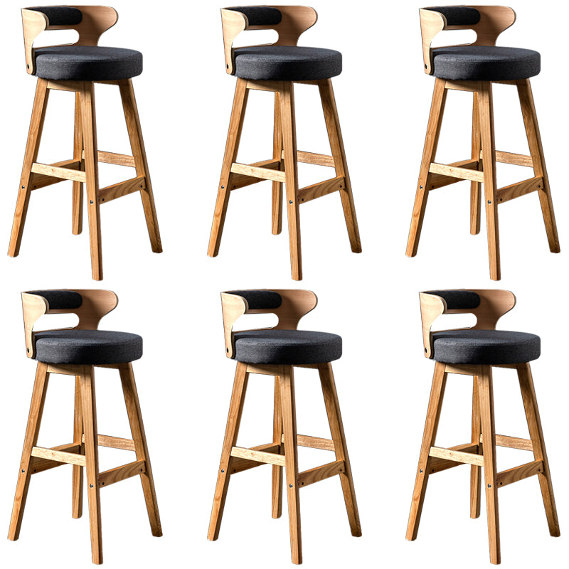 Solid Wood Bar Stools Industrial Style Armless Stool with Low Back