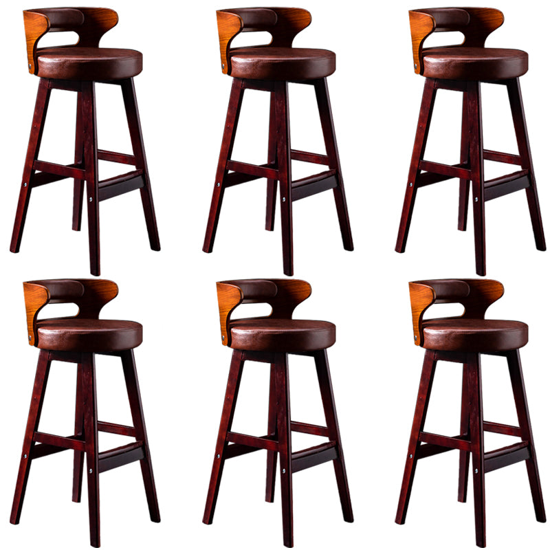 Solid Wood Bar Stools Industrial Style Armless Stool with Low Back