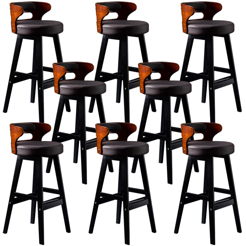 Solid Wood Bar Stools Industrial Style Armless Stool with Low Back