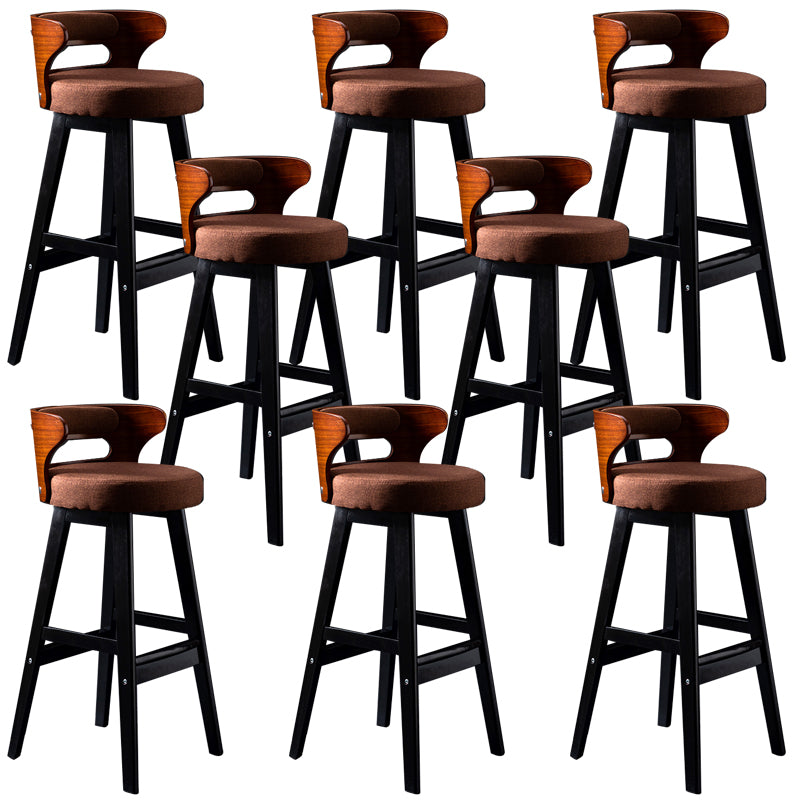 Solid Wood Bar Stools Industrial Style Armless Stool with Low Back