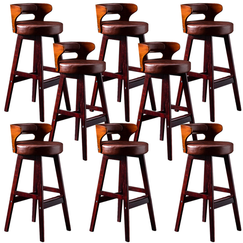 Solid Wood Bar Stools Industrial Style Armless Stool with Low Back