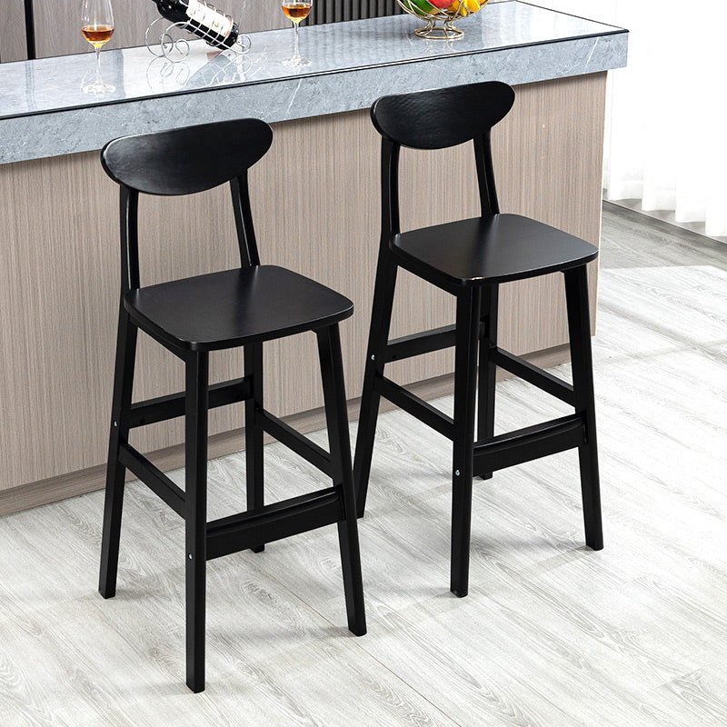 Industrial Solid Wood Bar Stool Upholstered Bar Stools with Black Legs