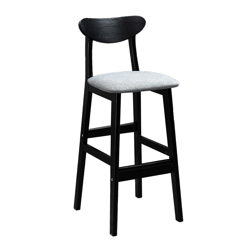 Industrial Solid Wood Bar Stool Upholstered Bar Stools with Black Legs
