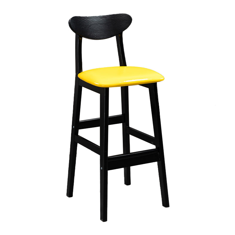 Industrial Solid Wood Bar Stool Upholstered Bar Stools with Black Legs