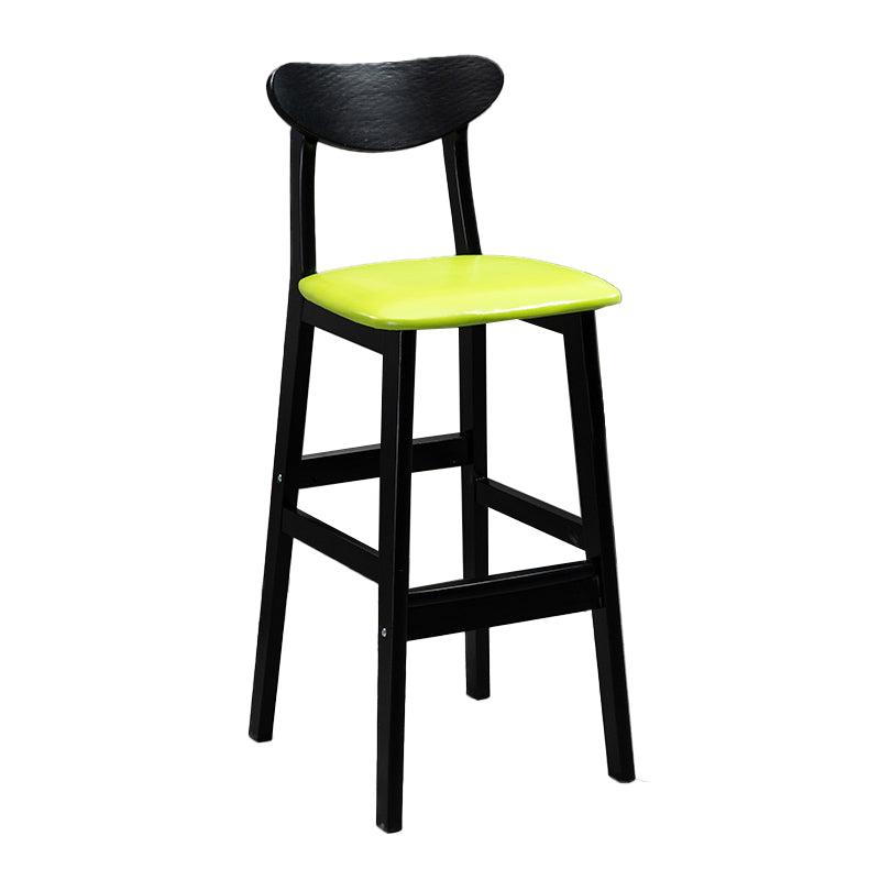 Industrial Solid Wood Bar Stool Upholstered Bar Stools with Black Legs