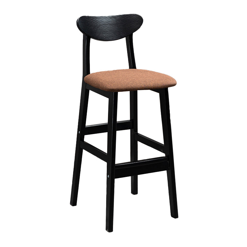 Industrial Solid Wood Bar Stool Upholstered Bar Stools with Black Legs