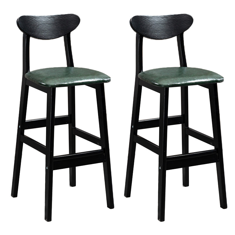 Industrial Solid Wood Bar Stool Upholstered Bar Stools with Black Legs