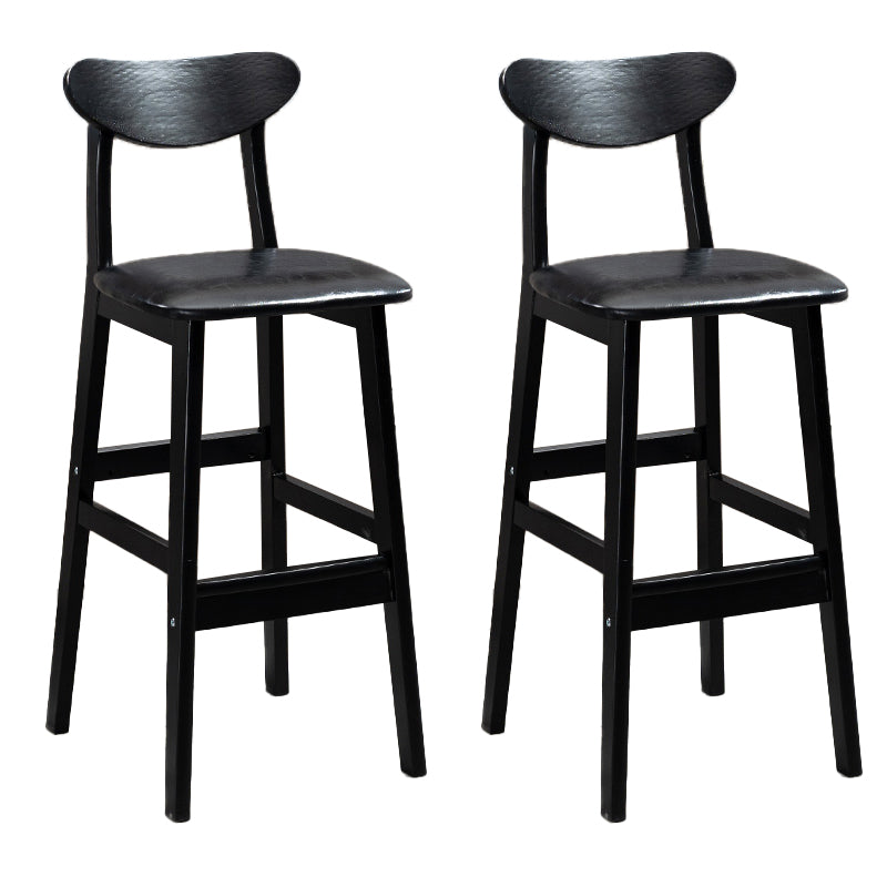 Industrial Solid Wood Bar Stool Upholstered Bar Stools with Black Legs
