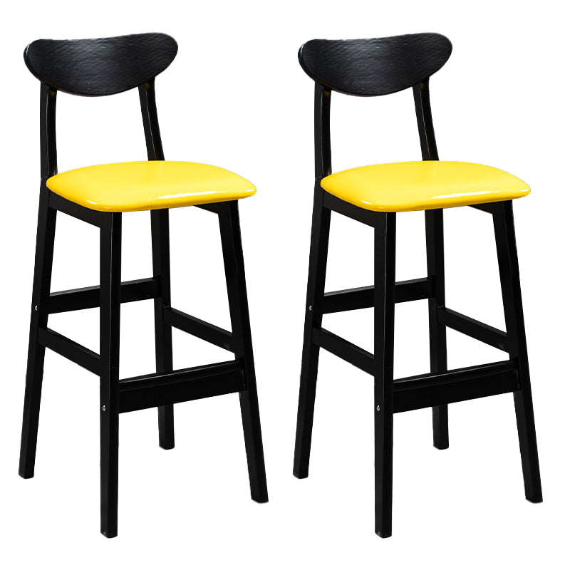 Industrial Solid Wood Bar Stool Upholstered Bar Stools with Black Legs