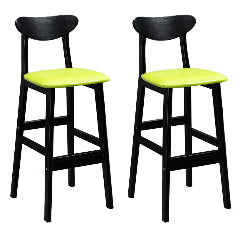 Industrial Solid Wood Bar Stool Upholstered Bar Stools with Black Legs