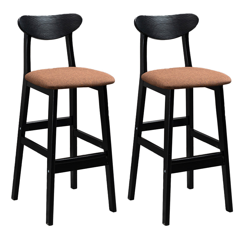 Industrial Solid Wood Bar Stool Upholstered Bar Stools with Black Legs
