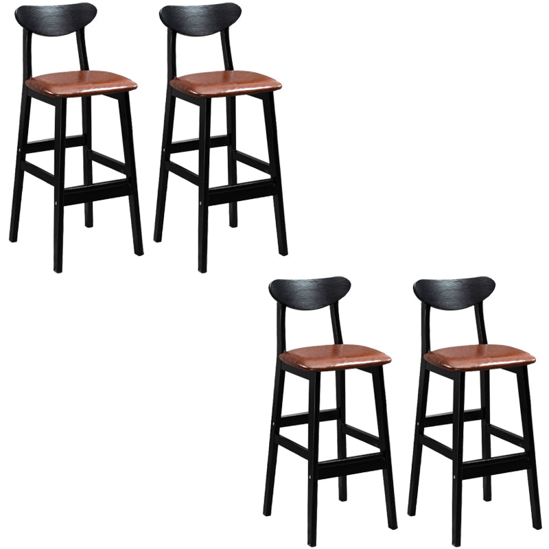 Industrial Solid Wood Bar Stool Upholstered Bar Stools with Black Legs