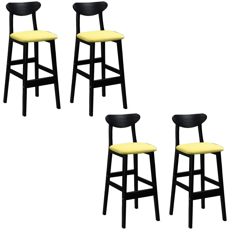 Industrial Solid Wood Bar Stool Upholstered Bar Stools with Black Legs