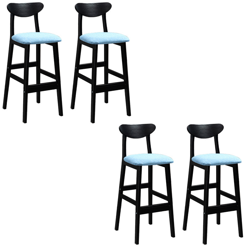 Industrial Solid Wood Bar Stool Upholstered Bar Stools with Black Legs